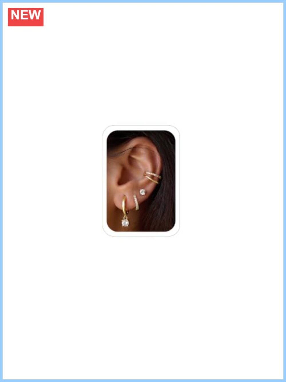 4 Pair 14K Gold Plated Huggie Hoop Earrings Set Cubic Zirconia Small